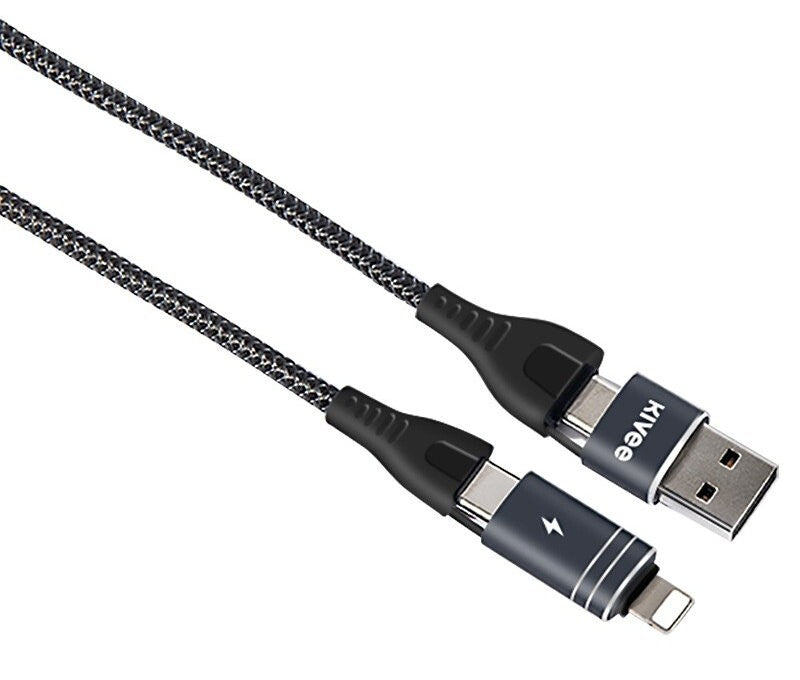Kivee 4-in-1 Multi Fast Charging Cable USB-C 8 Pin to Type C USB Charging Cable