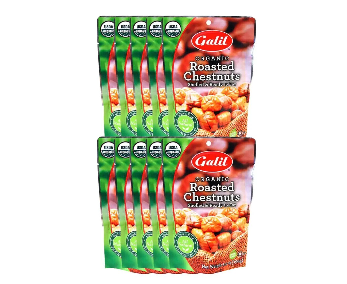 Organic Roasted Chestnuts 10x100g Shelled & Ready to Eat Snack Vegan Gluten Free