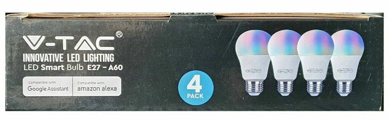 V-TAC Bluetooth Smart RGB LED Light Bulb A60 E27 or B22 - App or Voice Control