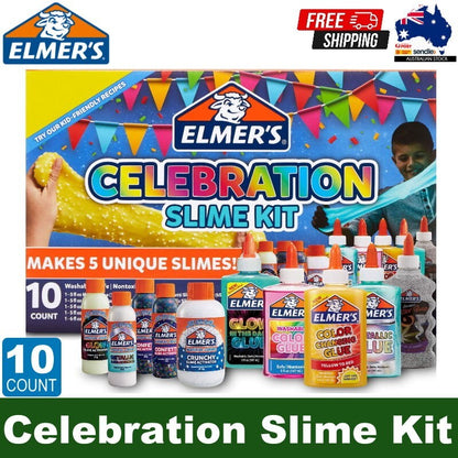 Elmer's Celebration Slime Kit 10 Count Assorted Magical Liquid Slime Activators