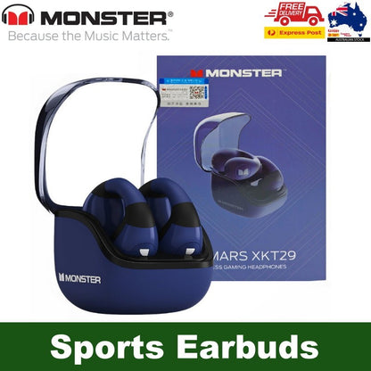 MONSTER Airmars Wireless Sports Earbuds Ear Clip Headphones Noise Cancelling