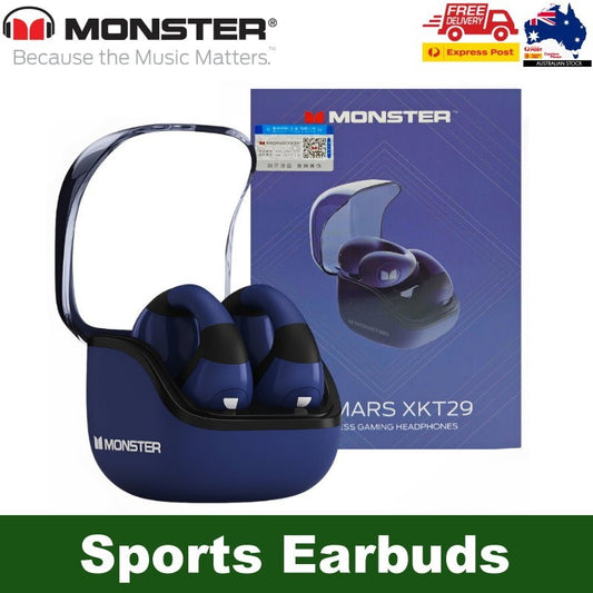 MONSTER Airmars Wireless Sports Earbuds Ear Clip Headphones Noise Cancelling