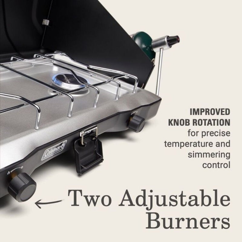 Coleman Gladiator Propane Gas 2 Adjustable Burner Camping Stove with 3/8" Hose