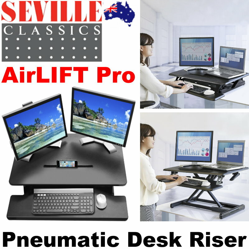 SEVILLE CLASSICS AirLIFT Pro Pneumatic Desk Riser for Home Office Sit or Stand