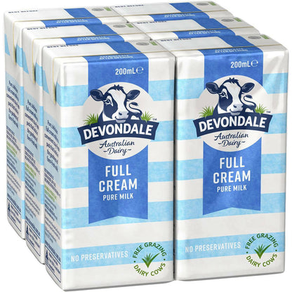 6 x 200ml Devondale 100% Pure Full Cream Kids Long Life Milk No Preservatives