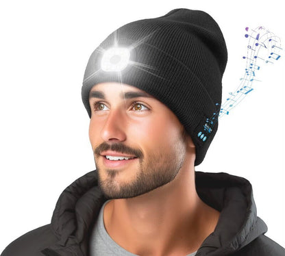 ZONSUSE 2-in-1 Winter Unisex Bluetooth Music Beanie Knitted Hat 6 LED Headlight