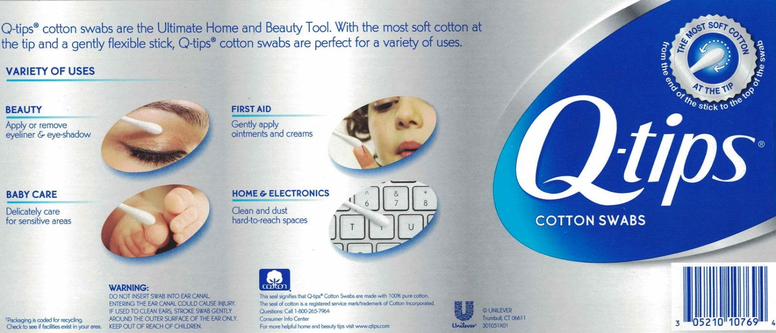 Q Tips 1875 Cotton Swabs Cleaning Tips Pure Cotton First Aid Baby Care Clean