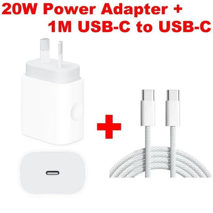 GENUINE Apple 20W Power Adapter / USB-C to Lightning or USB-C Charge Cable