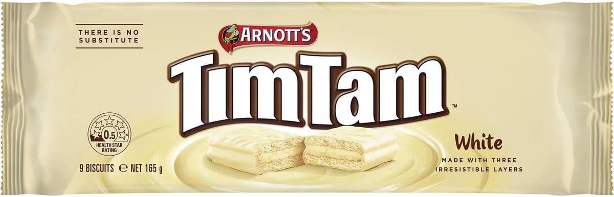 6 x 165g Arnott's Tim Tam Value Family Pack Malted White Chocolate Biscuits