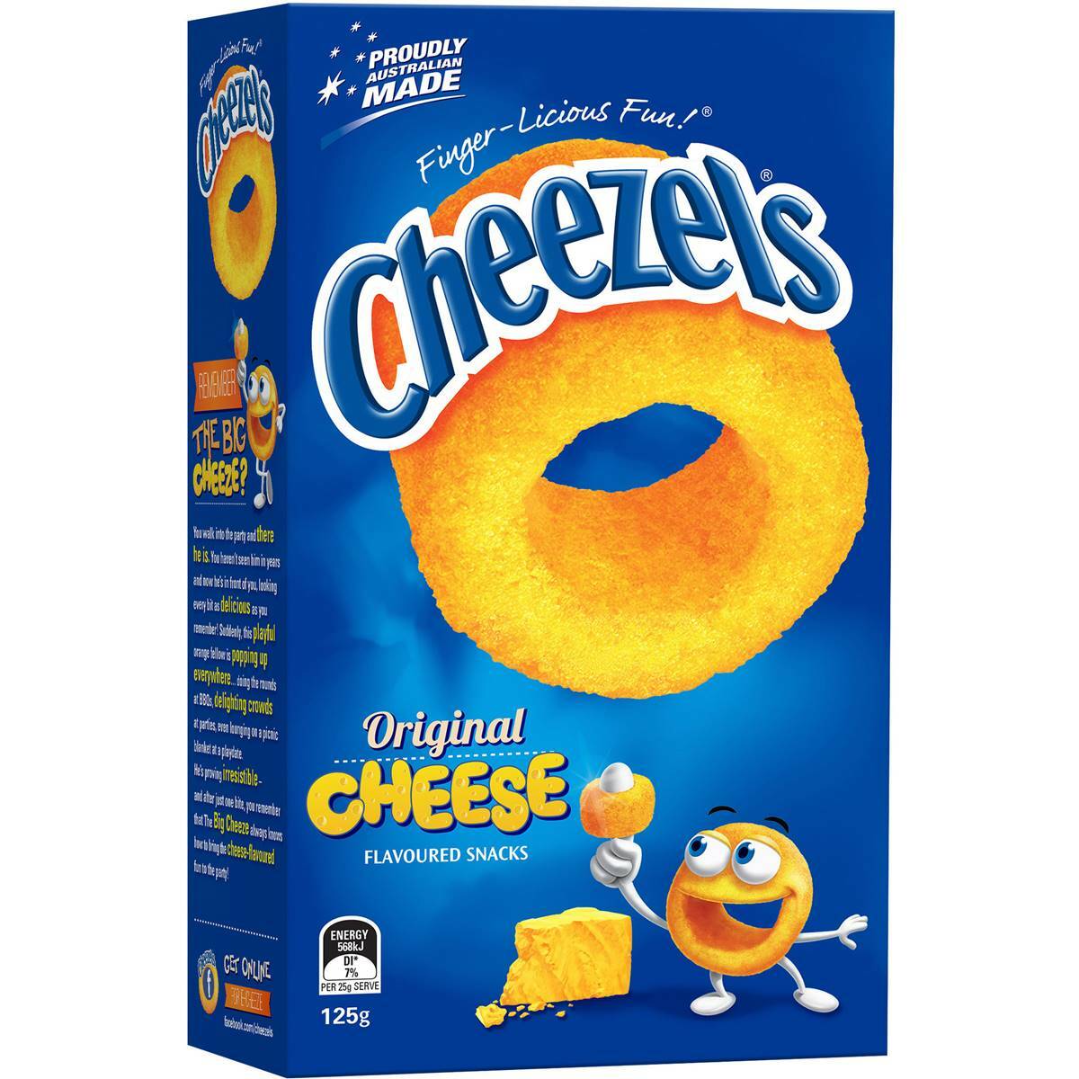 Cheezels Australian Made Finger Licious Original Cheese Flavoured Snack 125g Box
