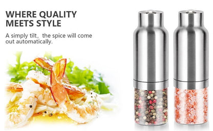 CARAHAN Salt / Pepper Gravity Activated Electric Grinder Set Adjustable & AUTO