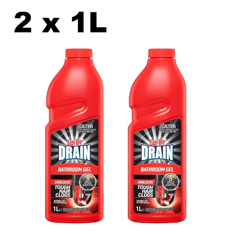 Easy-Off Drain Turbo Gel 1L Bathroom Gel Drain Cleaner Hair Drain Clog Remover