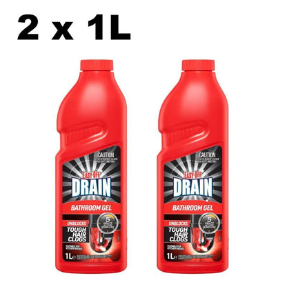 Easy-Off Drain Turbo Gel 1L Bathroom Gel Drain Cleaner Hair Drain Clog Remover