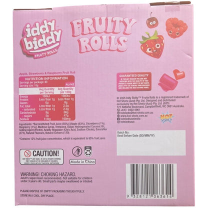Iddy Biddy 80-Pack Apple Strawberry/Raspberry Flavour Fruity Rolls 800g -Express