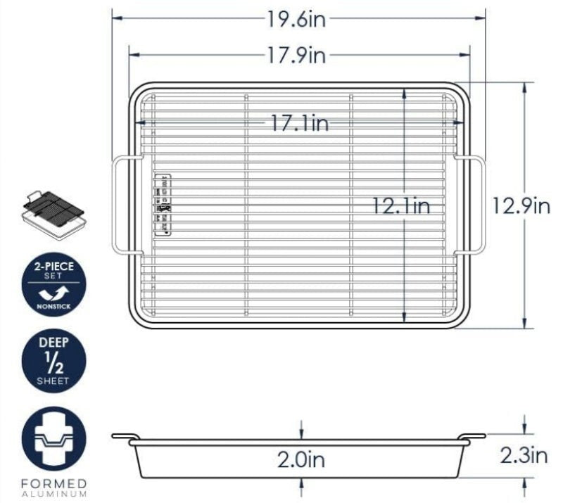 Nordic Ware High-Sided Oven Crisp Baking Tray Nonstick Bakeware Half Sheet