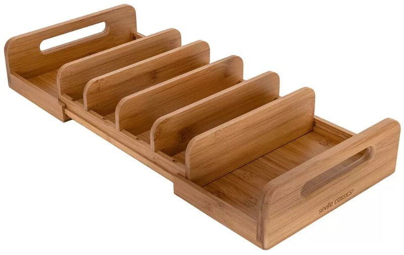 Seville Classics Kitchen Expandable Cabinet And Pantry Organiser with Dividers