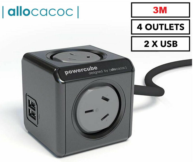 Allocacoc 5-Outlet/4-Outlet 1.5m/3m or 2x USB Original Extended PowerCube