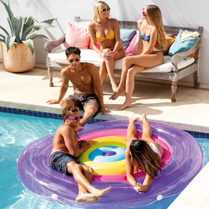 Intex Rainbow Fiesta Island Pool Float 201 x 24cm XL Inflatable Water Lounge