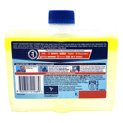 Finish Deep Clean Dishwasher Cleaner Grease Limescale Removal Lemon 4x250ml Pack