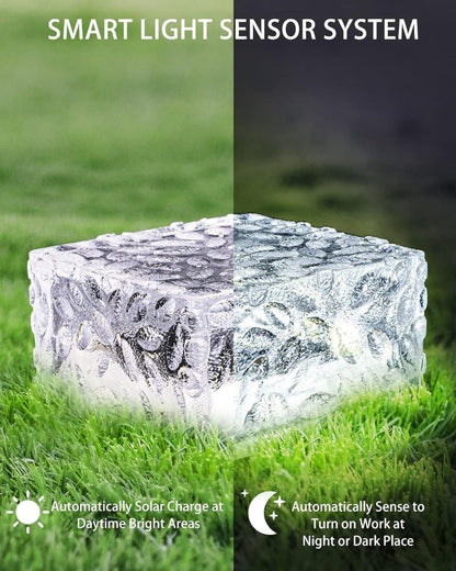 Dais 6-Pack Outdoor Waterproof Solar Brick Light Ice Cube for Garden, Pathway