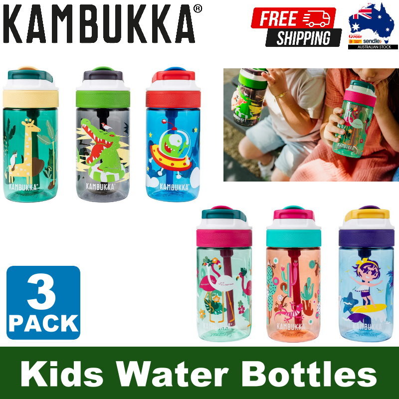 Kambukka 3-Pack Lagoon 400mL Kids Water Bottles Leakproof, Shockproof, BPA Free