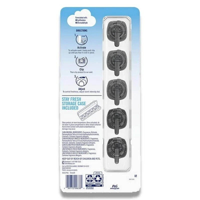 Febreze 5-Pack Mini Car Air Freshener Vent Clips Scents 5 x 2mL Up to 150 Days