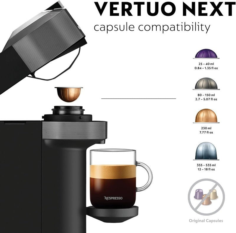 De'Longhi Nespresso Vertuo Next Capsule Coffee Machine & Aeroccino3 Milk Frother