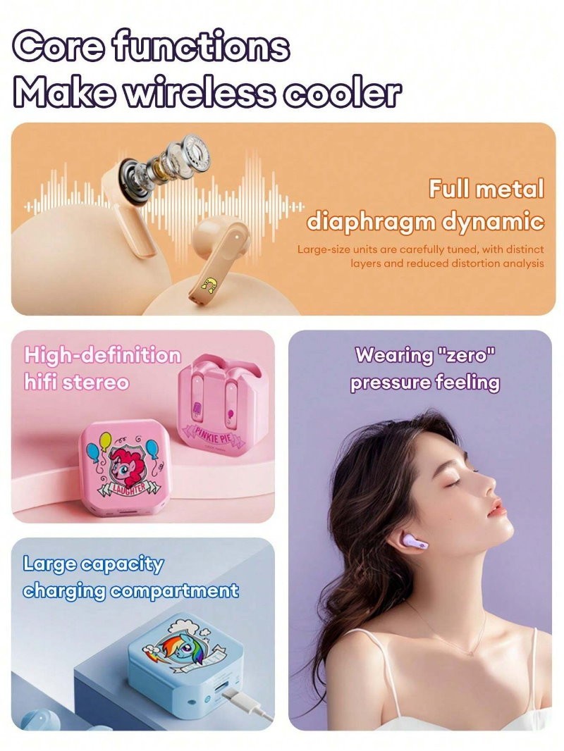 Disney My Little Pony MLP-E07 Wireless Bluetooth Earbuds Headphones for Kids