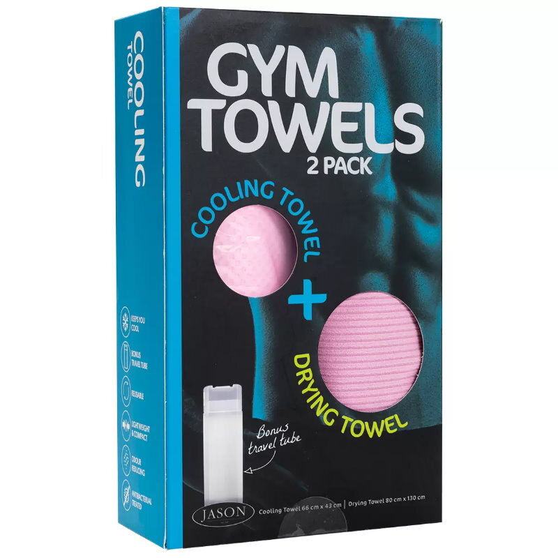 2 Pack Jason Gym Towel Set - Instant Cooling Towel & Ribbed Drying Towel