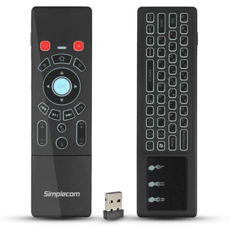 Simplecom RT250 Rechargeable 2.4GHz Wireless Remote Air Mouse Keyboard Touch Pad