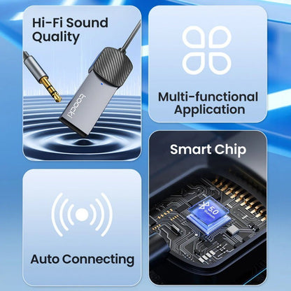 TOOCKI 3.5mm AUX USB Car Bluetooth Receiver Adapter Music For Car, Hands Free