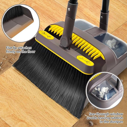Carrara Home 46.5" 180° Rotatable Broom and Dustpan Set with Self-Cleaning Teeth
