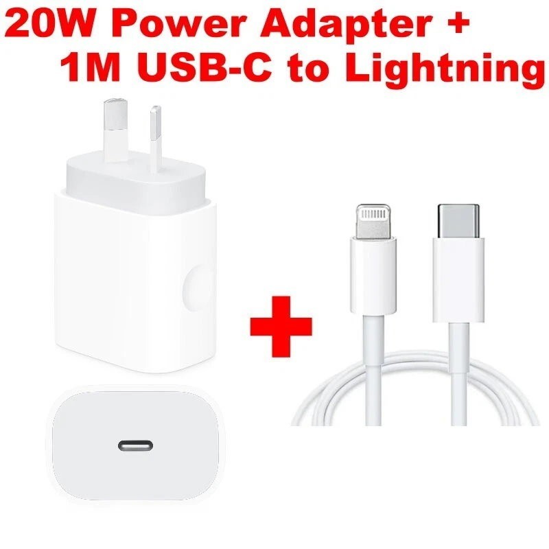 GENUINE Apple 20W Power Adapter / USB-C to Lightning or USB-C Charge Cable