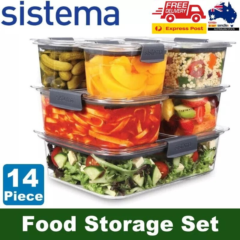 Sistema Brilliance 14 Piece Food Storage Set with Lids - Leak Proof, BPA Free