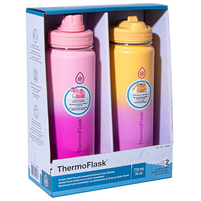 2 x 710ml Thermoflask Double Vacuum Stainless Steel Water Drink Bottle Hot Cold