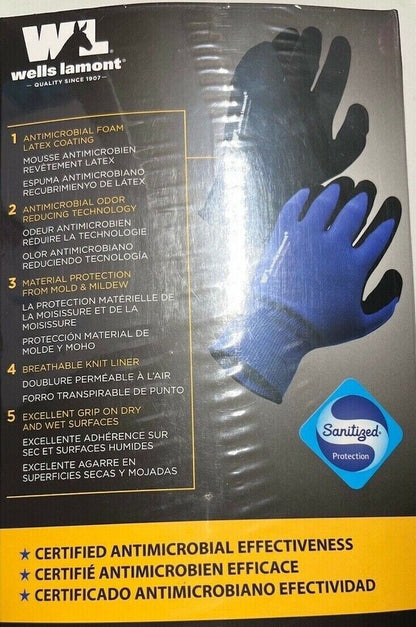 10 x Wells Lamont Antimicrobial Foam Latex Coating Knit Medium Work Garden Glove