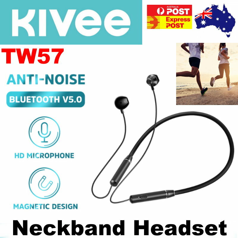 KIVEE TW57 Bluetooth 5.0 Noise Reduction Stereo Neck band Headset iPhone Samsung