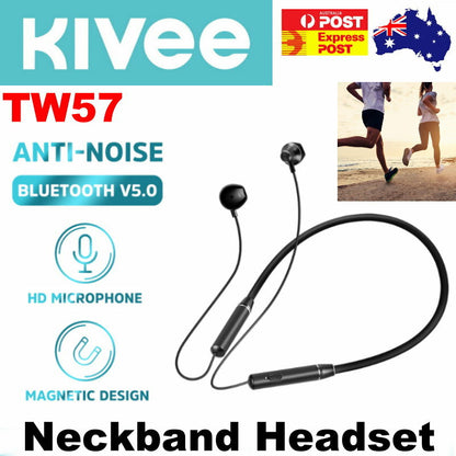 KIVEE TW57 Bluetooth 5.0 Noise Reduction Stereo Neck band Headset iPhone Samsung