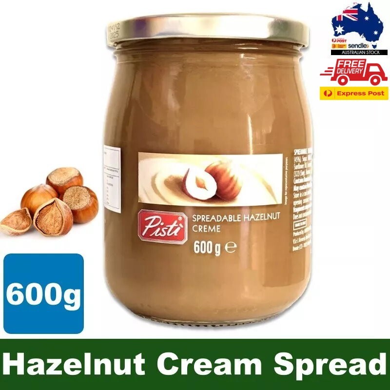 Pisti Spreadable Hazelnut Creme 600g - 45% Hazelnuts, Spreadable, Made in Italy