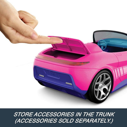 Hot Wheels Mattel Barbie RC Toy Car Convertible with 2 Dolls, Sticker Sheet
