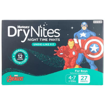 Huggies DryNites Night Time Pants 4-7 Years, 54 (2 x 27) Pants, Boys or Girls
