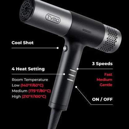 TYMO Hypersonic Professional Hair Dryer with Diffuser HC600 For Home & Salon Use