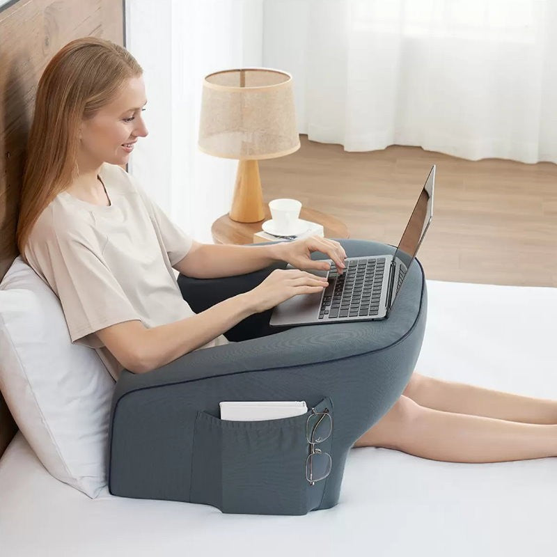 Casual Living Lap Desk Pillow Memory Foam Removable Knit Cover for Bed & Couch