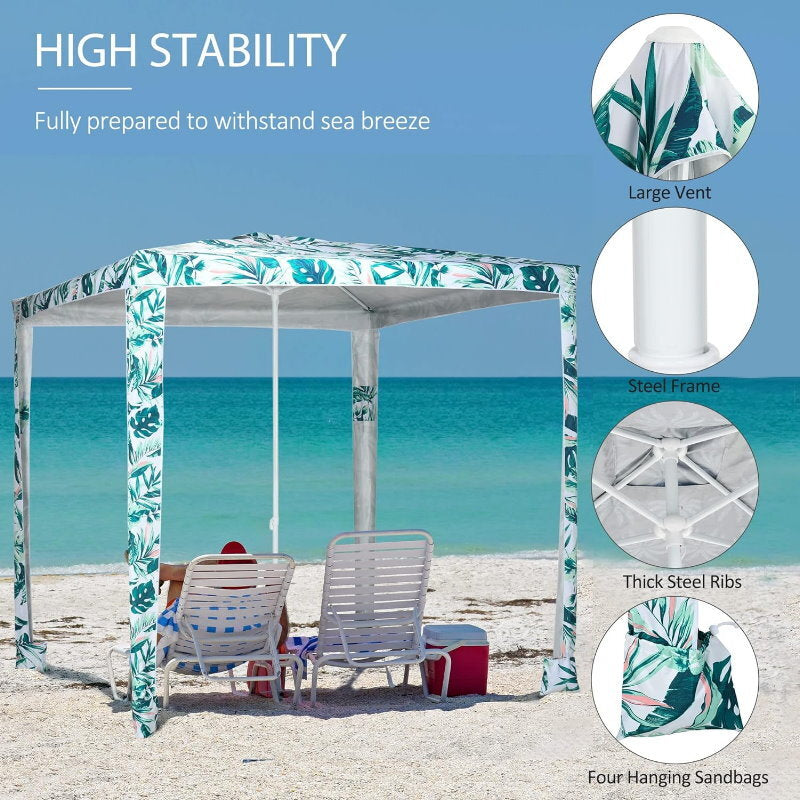 Coconut Grove Family Beach Cabana Canopy Umbrella Sun-Shade Shelter w/ Carry Bag