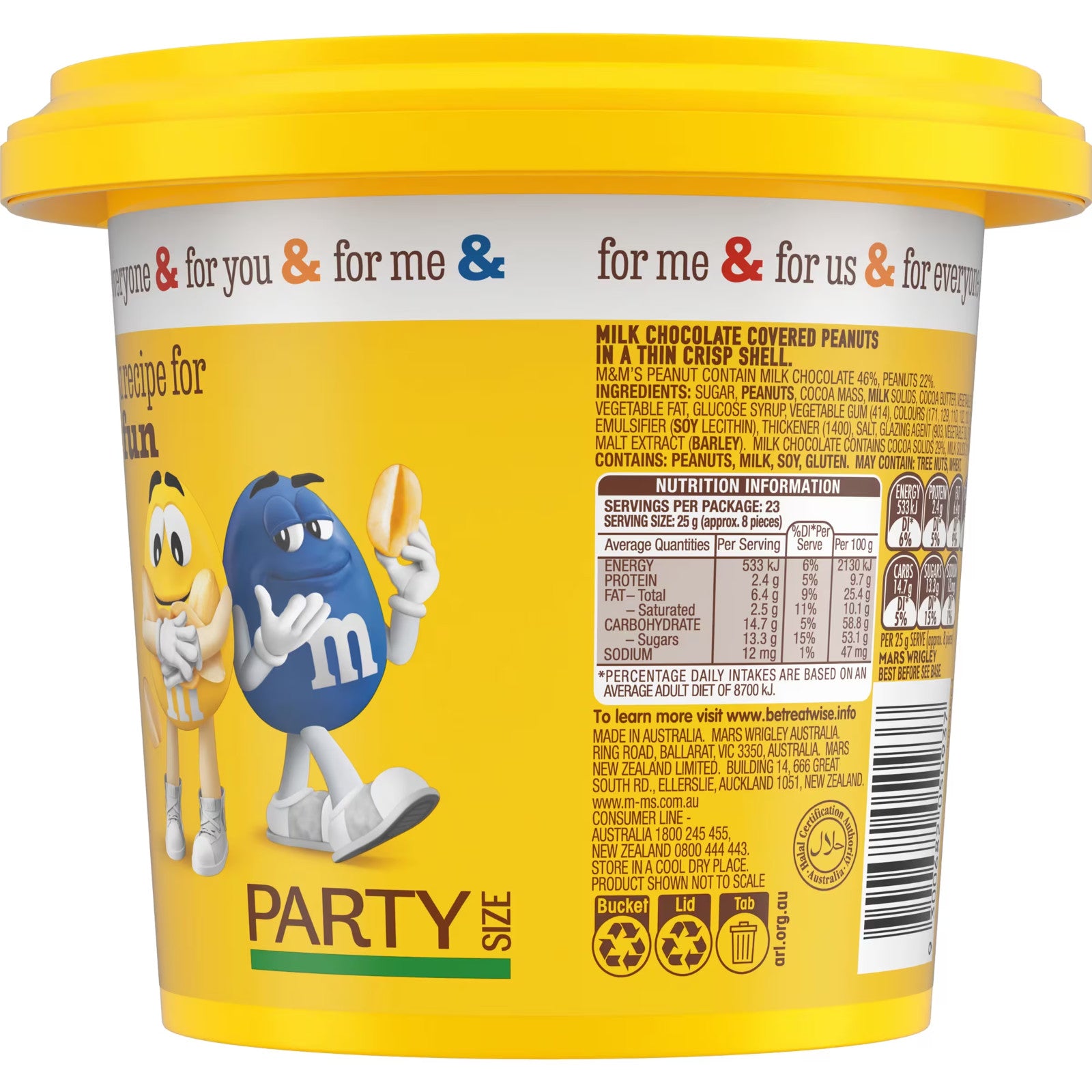 M&M's 575g Peanut Milk Chocolate Party Pack Pantry Kids Party Sweet Snack Halal