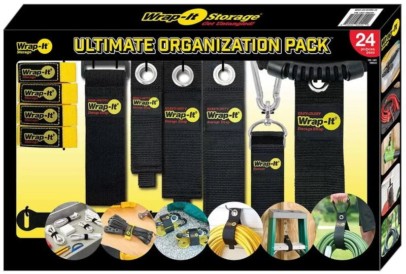 Wrap-It Storage 24 pcs Ultimate Organisation Pack Storage Straps, Cable Ties