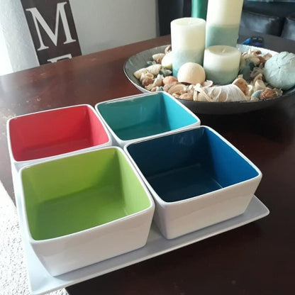 Over and Back 5-Piece Glossy Summertime Serving Set Platter & Bowl Set