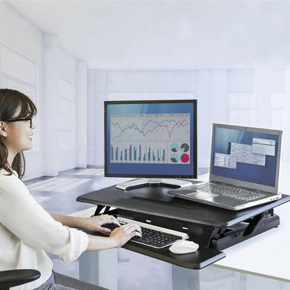 SEVILLE CLASSICS AirLIFT Pro Pneumatic Desk Riser for Home Office Sit or Stand