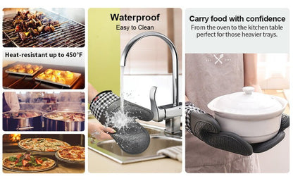 Ankway Silicone Oven Gloves and Pot Holders Set W/ Quilted Liner Heat Resistant