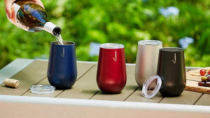 Rabbit 4-Pack Double Wall Stainless Steel 12oz Wine Tumbler Set with Lids